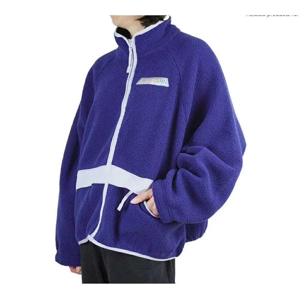 Nike NSW Swoosh Sherpa Oversized Fleece Zip-Up Jacket Navy Blue‎ Sherpa Size M